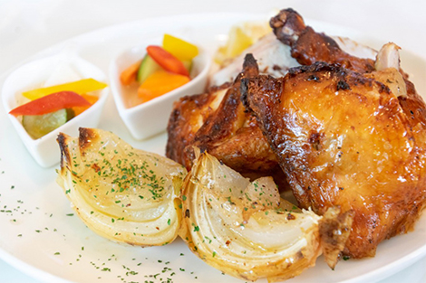 レストランポッシュのローストチキンとジェラート